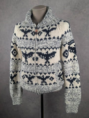 Y2K Schott Jumper Women's Large Cowichan Navajo Cardigan Neck Chunky Knit