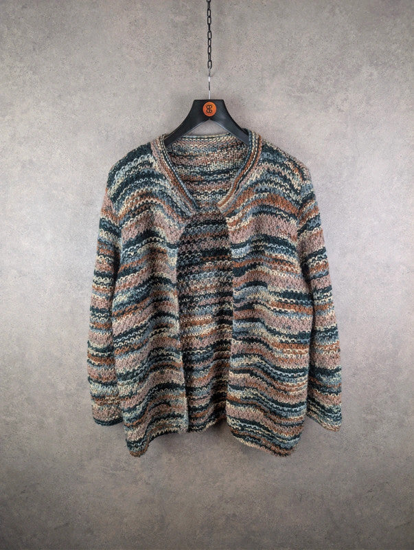 Hand Knitted Cardigan Womens XL Extra Large Multicoloured