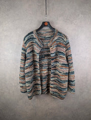 Hand Knitted Cardigan Womens XL Extra Large Multicoloured