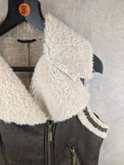 Gilet Womens Small S Brown Y2K Sherpa Fleece