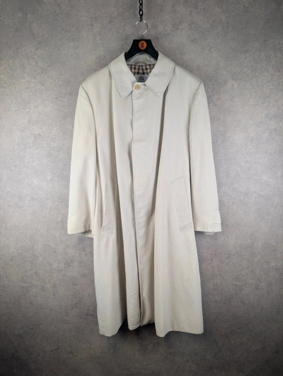 Aquascutum Trench Coat Mens Large L Cream Vintage 90s