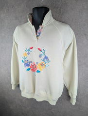 Vintage Jumper Womens Extra Large XL Floral Embroidered Pullover