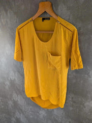The Kooples Top Womens Small S Yellow Short Sleeve