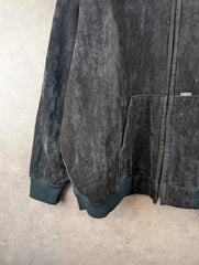 Carhartt Jacket Mens XXL 2XL Vintage 80s Black Velour Hoodie Full Zip