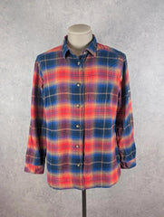 Columbia Shirt Men's Large Red Blue Check Flannel Outdoor