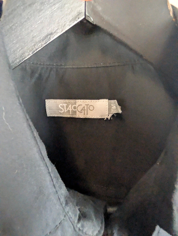 Staccato Shirt Mens Medium M Black Y2K Short Sleeve