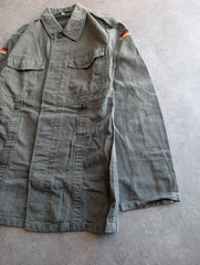 Vintage German Military Overshirt Men's Medium Green Heavy Cotton Utility