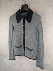 Debenhams Cardigan Womens Medium M Grey Vintage Wool Silk