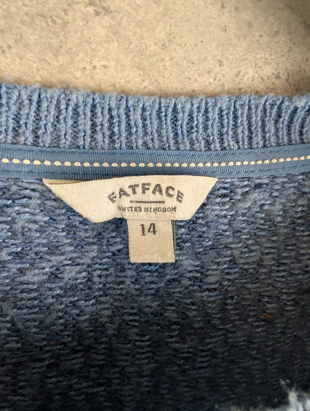 Fat Face Jumper Womens XL Extra Large Blue Knitted Pullover