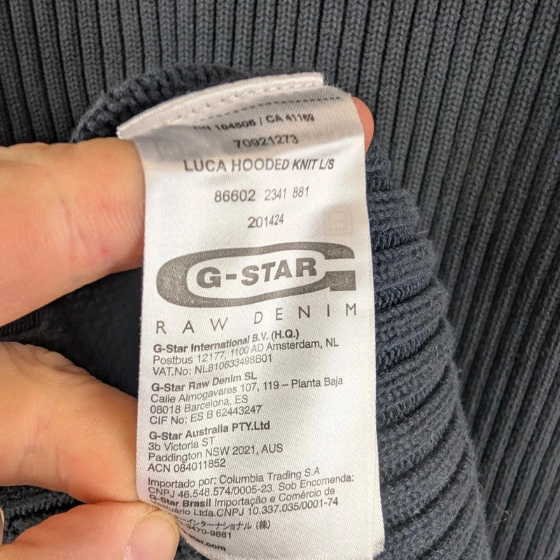 G-Star Raw Jumper Womens XL Extra Large Y2K Knitted Hoodie Grey