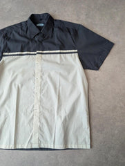 Camargue Shirt Mens Large Y2K Short Sleeve Skater Block Pattern Streetwear