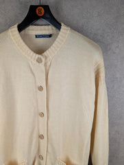 WoolOvers Jumper Womens Large L Yellow Vintage Wool Knitted Cardigan