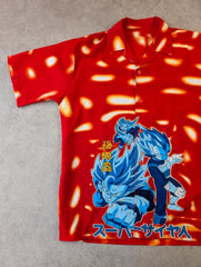 Y2K Anime Shirt Mens Medium Short Sleeve Button Up Japanese Streetwear Graphic