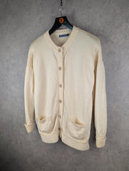 WoolOvers Jumper Womens Large L Yellow Vintage Wool Knitted Cardigan