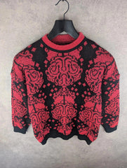 Vintage Knitted Jumper Womens Extra Large XL Red/Black
