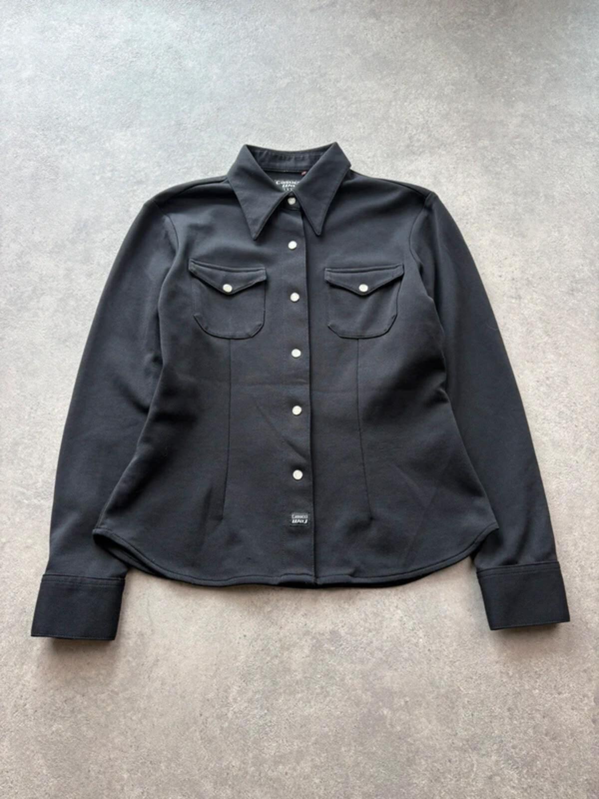 Casucci WoJ Y2K Shirt Women’s Small Black Western Stretch Fitted Button Up