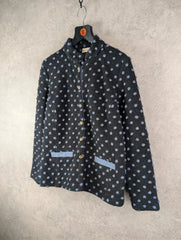 John Hahn Jacket Womens L Large Black Poker Dot Wool