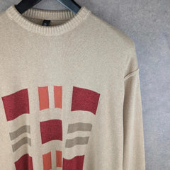 Vintage Knitted Jumper Mens Extra Large XL Beige Pullover