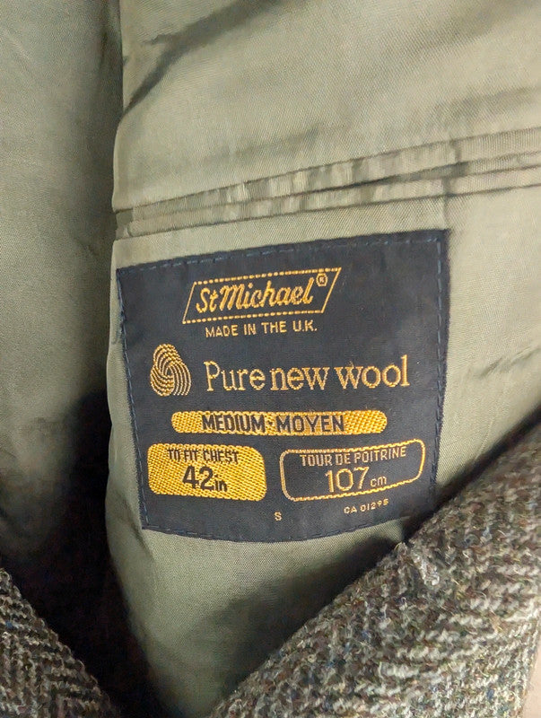 St Michael Jacket Mens Large L Grey Wool Vintage