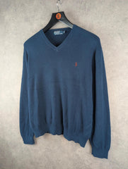Ralph Lauren Jumper Mens Extra Large XL Navy Vintage 90s Pullover