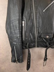 Carlo Sacchi Jacket Mens Large L Black Leather Vintage Italian Biker