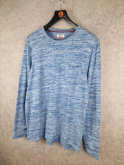 Tommy Hilfiger T Shirt Mens Extra Large Blue Long Sleeve Crew Neck Casual Chest Pocket
