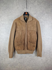 Vintage St Michael suede jacket mens small brown wool full zip Chore casual