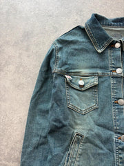 Kocca Denim Jacket Women’s Medium Y2K Blue Country Western Cropped Fitted