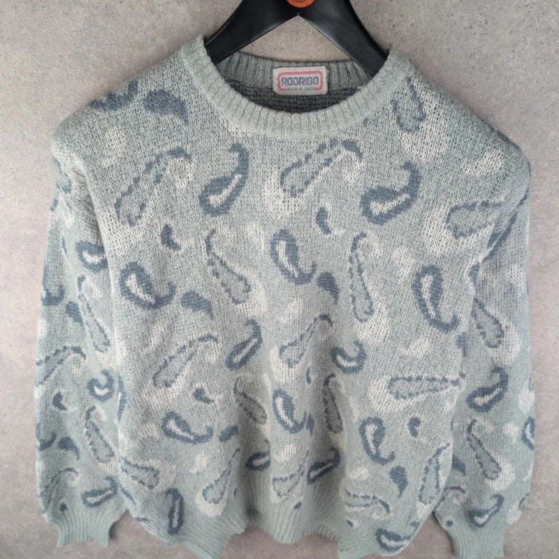 Rodrigo Jumper Mens Medium M Vintage Paisley Knitted Italian