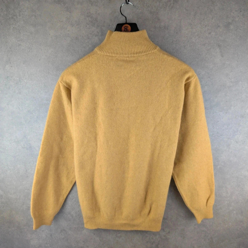 Marlborough Classics Jumper Mens Large L Mustard Knitted Quarter Zip