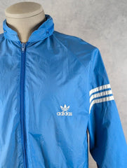 Adidas Windbreaker Vintage 1970s Blue Nylon Track Jacket Men’s Large