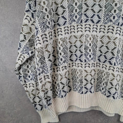 Ashley Jumper Mens L Large Cream Knitted Vintage Pullover Retro