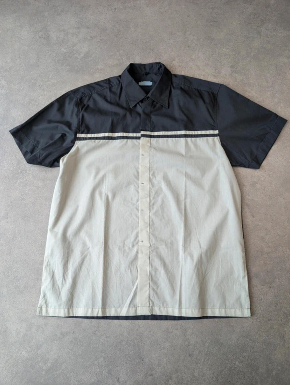 Camargue Shirt Mens Large Y2K Short Sleeve Skater Block Pattern Streetwear
