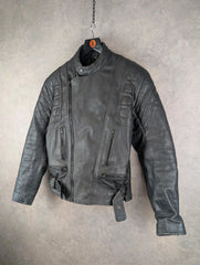 Vintage Motorcycle Jacket Mens L Large Black Leather