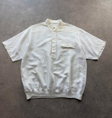 Vintage 1980s Polo Shirt Men’s Large White Short Sleeve Lightweight Elasticated