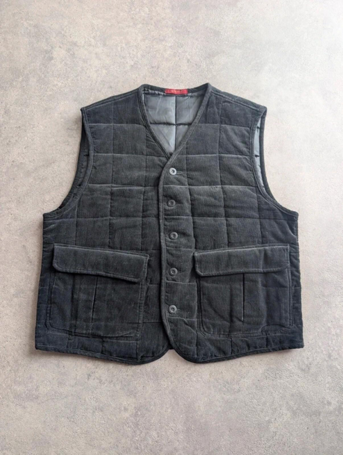 Seventy Utility Gilet Men's Large Grey Corduroy Quilted Workwear Cropped