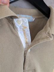 Aquascutum Polo Shirt Mens Extra Large XL Beige Vintage 90s Short Sleeve Cotton
