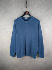 St Michael Jumper Mens Large L Blue Vintage 90s Knitted Cotton Pullover