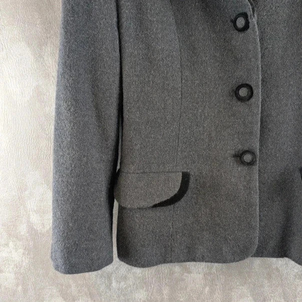 Lenny Made in Spain Wool Black Jacket Womens Size 8