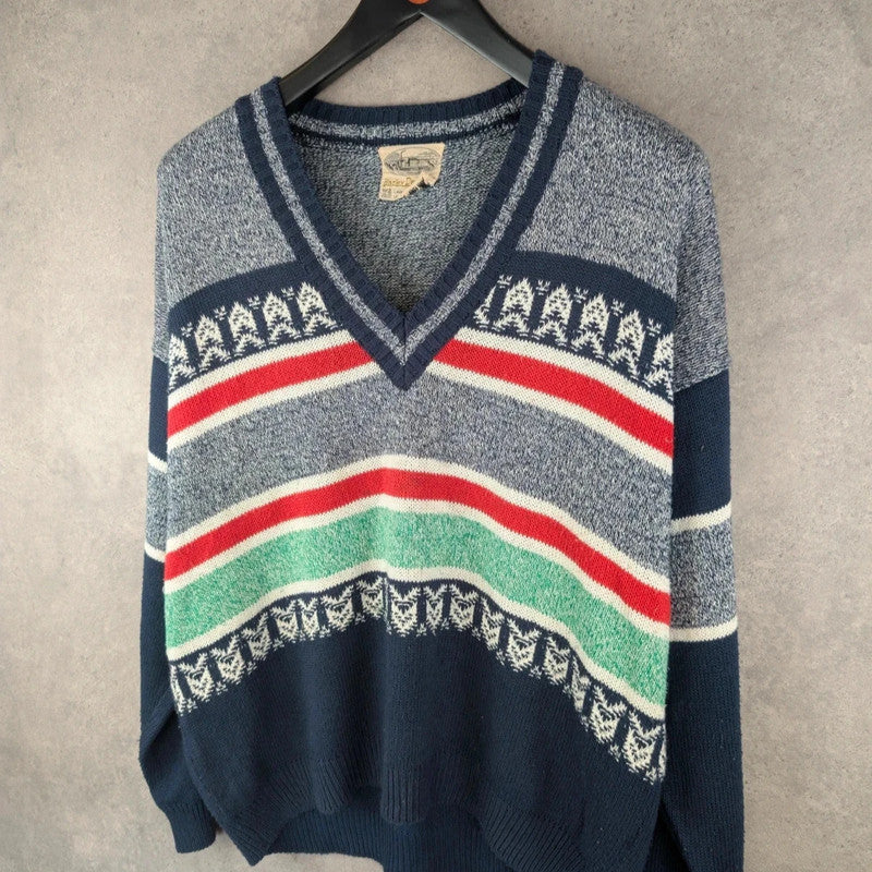 Harley Davylson Jumper Mens XL Extra Large Blue Vintage Italian Knitted