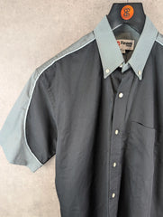 Team Wear Shirt Mens Medium M Grey Y2K Short Sleeve Work Wear
