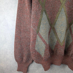 Vintage Jumper Mens L Large Italian Knitted 80s Retro Pullover