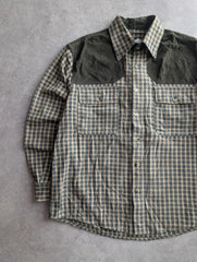 Vient Shirt Men's Medium Green Check Cotton Country Hunting Outdoor