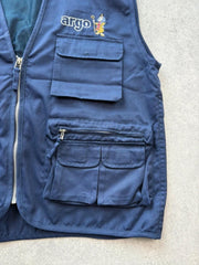 Vintage 1990s Utility Gilet Men’s Large Navy Y2K Workwear Cargo Fishing Utility