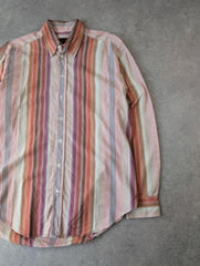 Mulberry Shirt Mens Large Long Sleeve Striped Designer Smart Casual Multicolour