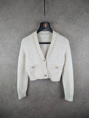 Unbranded Cardigan Womens Small S Cream Cotton