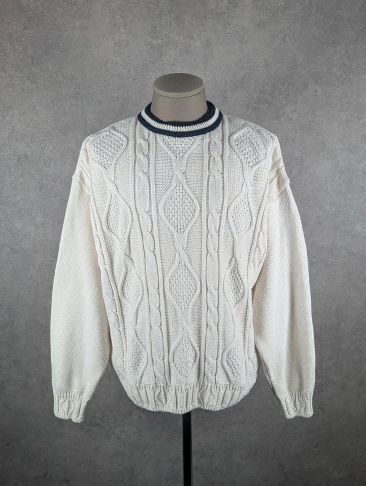 St Michael Vintage 1980s Cable Knit Jumper Men’s Extra Large Cream