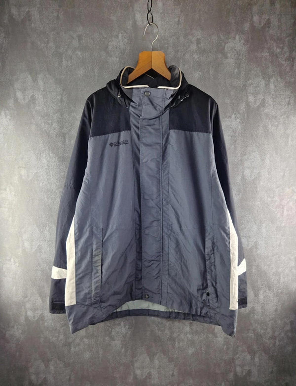 Columbia Coat Mens Large L Grey Raincoat Waterproof