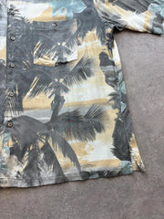 Vintage 1990s Hawaiian Shirt Men’s XL Grey Beach Holiday Tropical