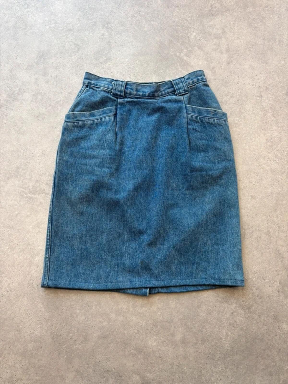 Vintage 1990s Denim Midi Skirt Women’s Small Blue Jean Festival Country Western